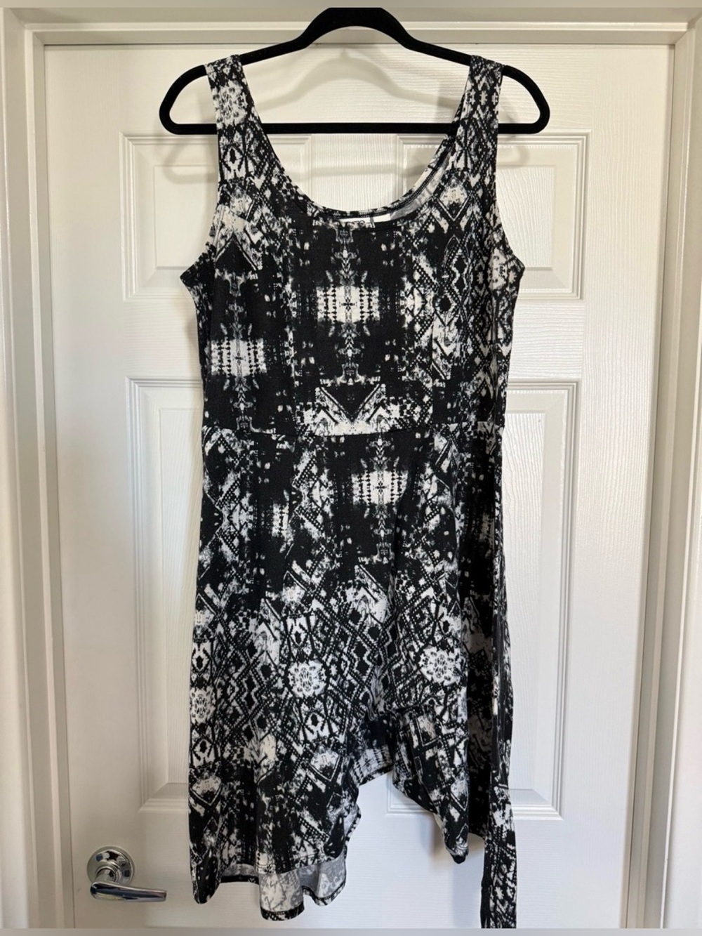 Cato Black White Geometric Swing Dress Large Sleeveless A Line Stretch